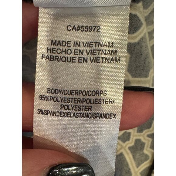 Laundry by Shelli Segal Dress Women 8‎ Black Ivory Greek Key Belted Button Front - Picture 11 of 11